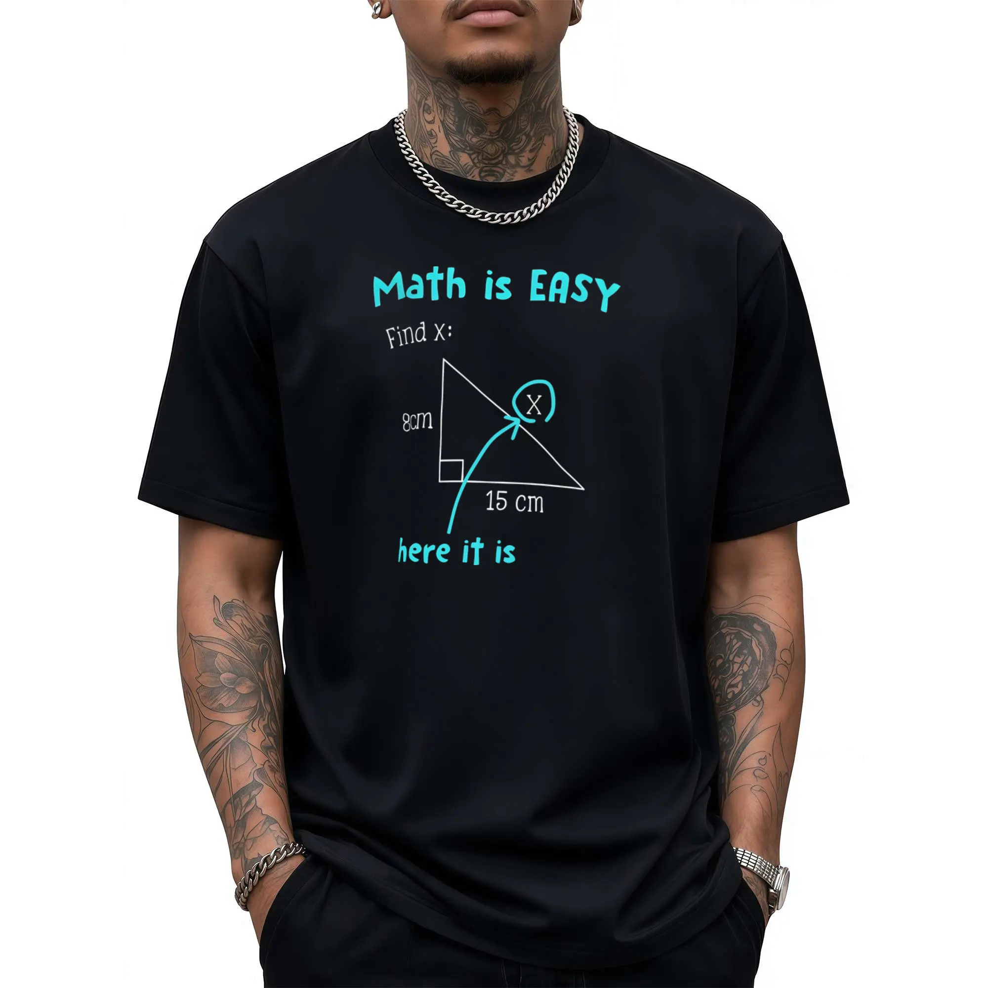 Math Is Easy Find X Graphic T‑Shirt Funny Math Teacher Student Joke Triangle Print Crew Neck Short Sleeve Unisex Tee