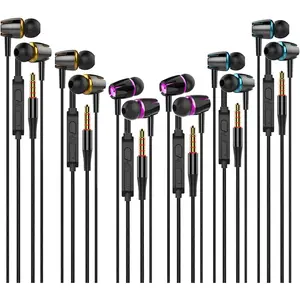 Earbuds Wired with Microphone Pack of 6, in-Ear Headphones,Noise Isolating,Powerful Heavy Bass, Earphones Compatible with iPhone, iPod, iPad, MP3, Samsung, and Most 3.5mm Jack (Black)