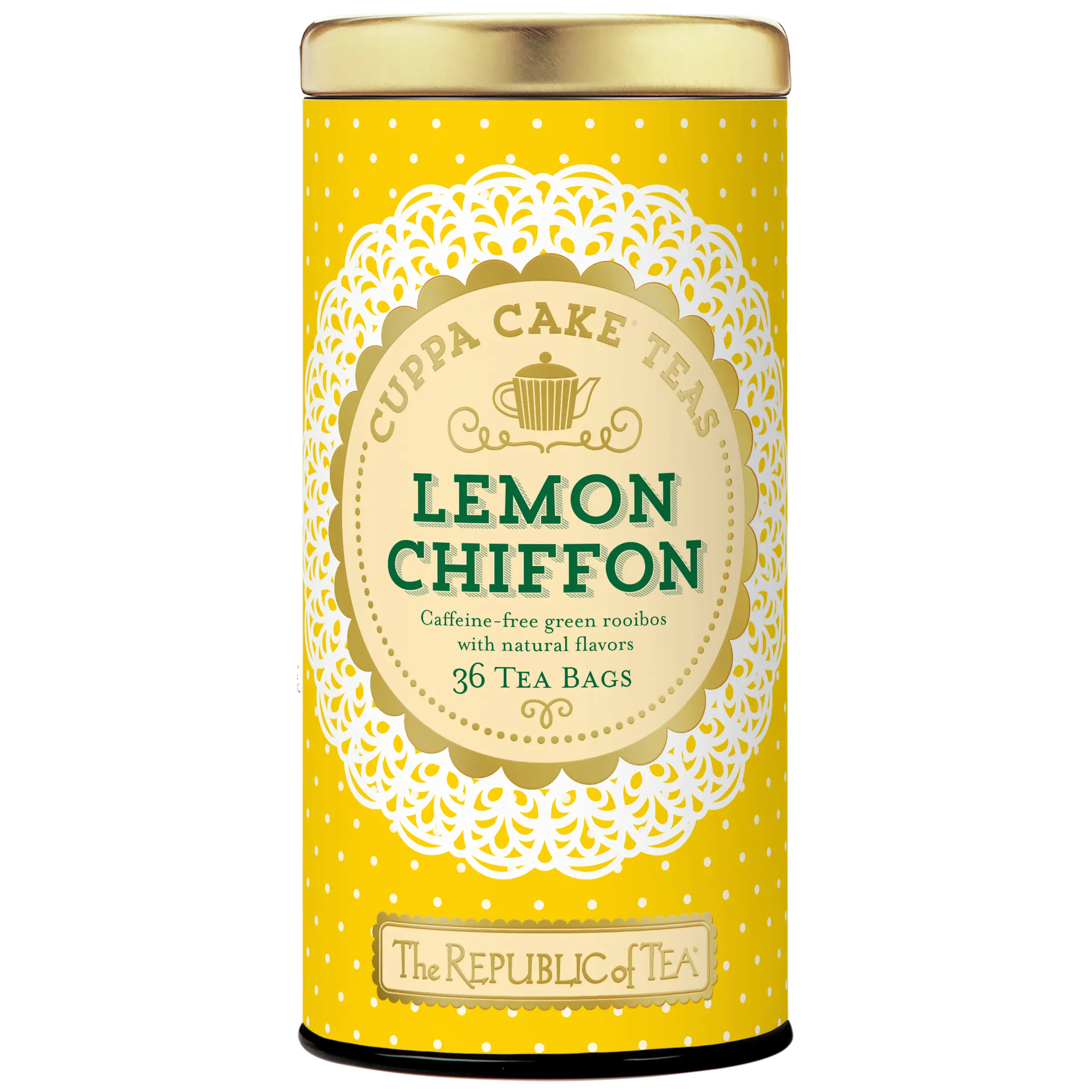 The Republic of Tea Lemon Chiffon Cuppa Cake Tea, 36 Tea Bags, Decadent Herbal Green Rooibos Tea