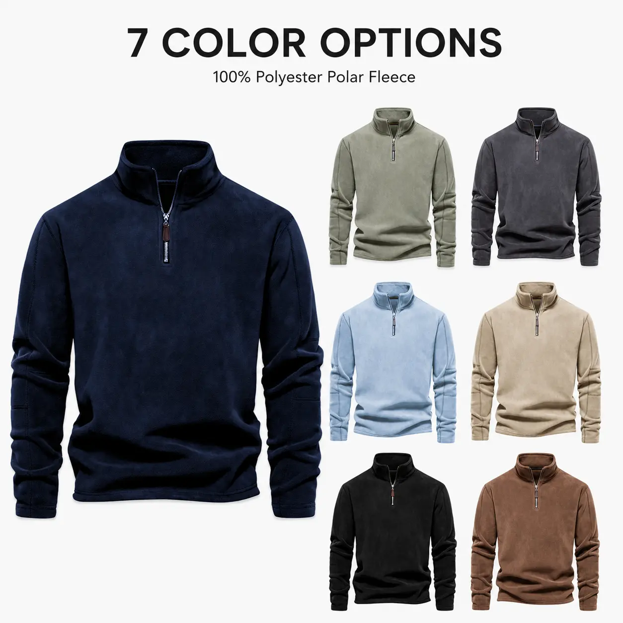 Men’s Quarter Zip Polar Fleece Pullover, Warm Soft Lightweight Stand Collar Long Sleeve Sweatshirt, Casual Winter Layering Top for Outdoor, Travel & Daily Wear
