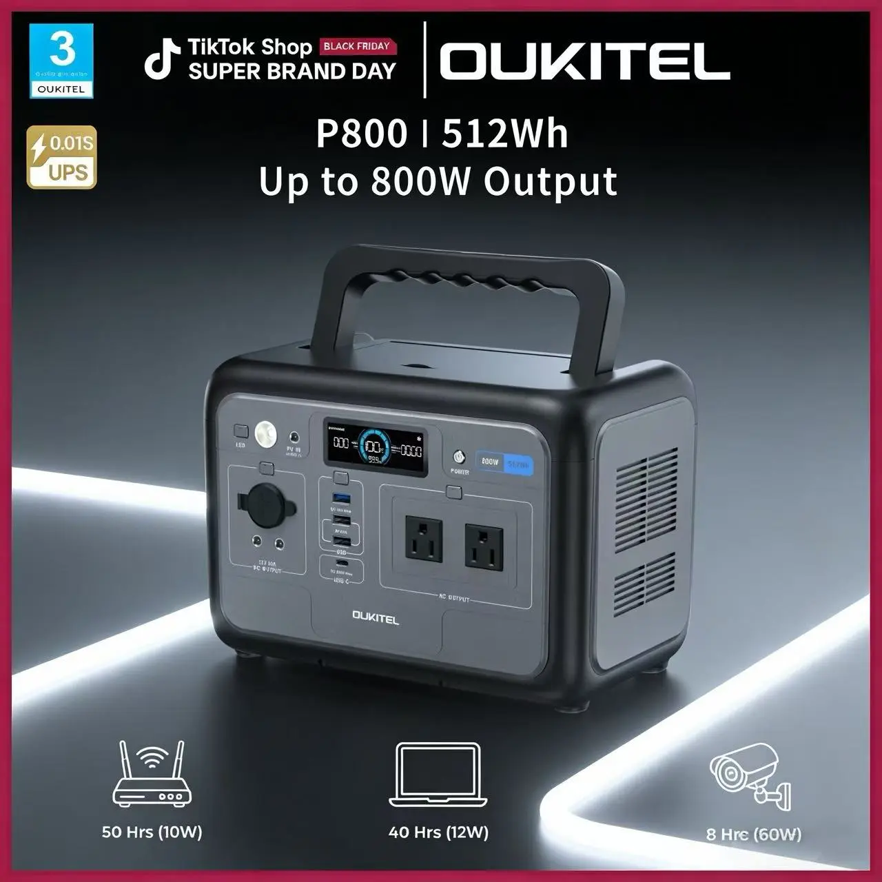 OUKITEL Outdoor 512Wh Portable Power Station | 800W Solar Generator with LiFePO4 Battery, USB-C and Foldable Solar Panels | Home Backup Power and Power Outage Emergency Power # Home Backup Power # Power Station # Solar Generator # Power Outage