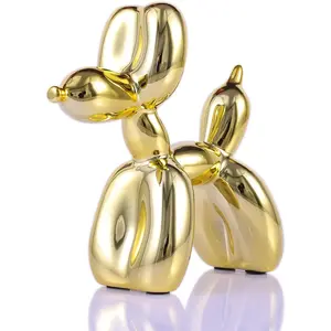 Gold Balloon Dog Decor, Balloon Animal Preppy Room Shelf Decor, Cute Statue Modern Golden Sculpture Figurine for Home Bedroom Desk Decoration