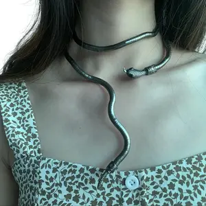 Hollween Jewelry Bendable Snake Bracelet for Women - Adjustable Punk Snake Choker, Flexible Multi-Purpose Medusa Necklace