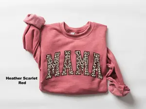 Leopard Mama Sweatshirt, Mama Gift Shirt, Cute Mama Shirt, Mothers Day Gift, New Mom Gift, Mama Sweatshirt, Baby Announcement Crewneck