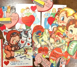 Vintage 1940s A-Meri-Card Valentines Cards - Antique Adorable A-Meri-Card Valentines Gifts