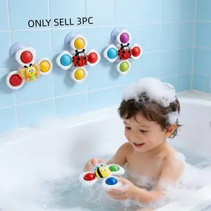 BathToy Suction Cup Spinning Bath Toys for Baby, Unisex, Ladybug Bee Cartoon Spinning Tops, Strong Suction, Safe Non-Toxic, Sensory Calming, Early Educational, Soothing Toy for Kids, Easter Gifts, Spring Summer Hot Toys, SensoryToys, BabyBathToys