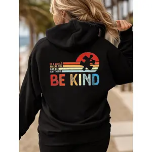 Autism Awareness Women's Hoodie: Be Kind Puzzle Graphic Long Sleeve Hooded for Autism Support Comfortable Casual Wear