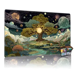 Fantasy Ancient Tree Celestial Orbit MTG Playmat, Gaming Mouse Pad - 12x24in Non-Slip, TCG Game Mat for MTG/TCG Enthusiasts, Ideal for Family Gathering & Gifting, Magical Realism Cosmic Landscape Design