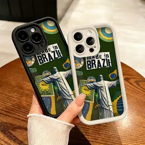 Brazil Landmark Statue Phone Case， Tropical Travel Art Style for iPhone 17 16 15 14 13 12 11 Plus Pro Max.