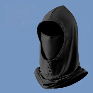 Unisex Sun Protection Face Mask, Full-Face Head Cover with Neck Protection, Removable Hood, Lightweight and Breathable Summer Ice Silk Sunshade