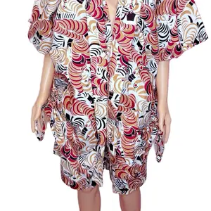 Ankara Kimono Suits Jacket & Trousers Colorblock Drawstring Fit Summer Wedding Guest Outfit Women's Clothing