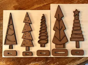Standing Christmas Trees unpainted pressboard craft kit (set A)
