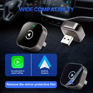 2-in-1 Wireless CarPlay & Android Auto Adapter | Plug and play, fast automatic connection, no delay, compact design, compatible with iPhone & Android, USB/USB-C port, black - HISMAHO, no battery required