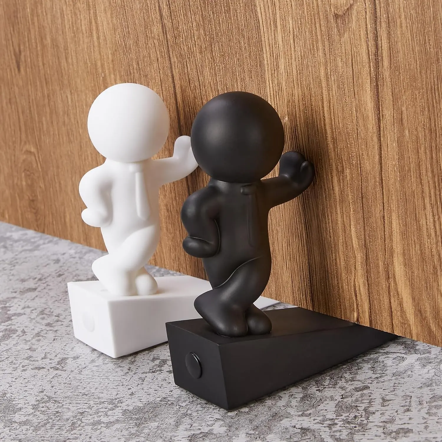 Cute Door Stop, 2 Pcs Decorative Door Stopper, Effective to Hold Your Door Open, Black and White (Patented)