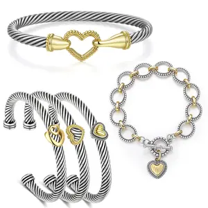 Mytys 【Love Series】Valentine's Day Bracelets Set High Quality Engagement Jewelry Elegant Vintage Perfect Gift For Women Girlfriend