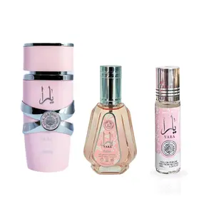Lattafa Yara Bundle Pack - (3.4 Oz Eau de Parfum, 1.7 Oz Eau de Parfum, and Roll-On)