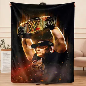John Cena poster flannel blanket, Flannel throw blankets, suitable for sofa, bed, camping or travel, four seasons decoration, soft and comfortable home decoration gift, many sizes, suitable for Halloween, Thanksgiving, Christmas