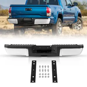 VEVOR Rear Step Bumper, Compatible with 1999-2007-Ford F250/Ford F350 Super Duty, Chrome Steel Back Bumper, Assembly Replacement Rear Bumper with License Plate Light and Step Pad, for FO1101141