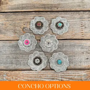 White Flower Rhinestone Rosette - Assorted Conchos