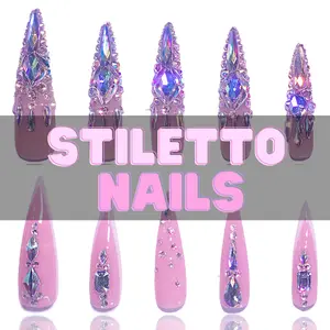 Nailzotica Stiletto Shape Reusable Acrylic Gel UV High Quality Handmade Luxury Press On Nails