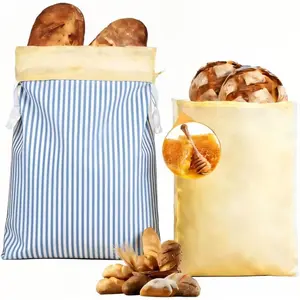 Beeswax Bread Bags for Homemade Bread & Sourdough, 2 Removable  Beeswax Storage Bags and 1  hand pocket, -Safe Storage Bag to keeping Loaves   (Blue)