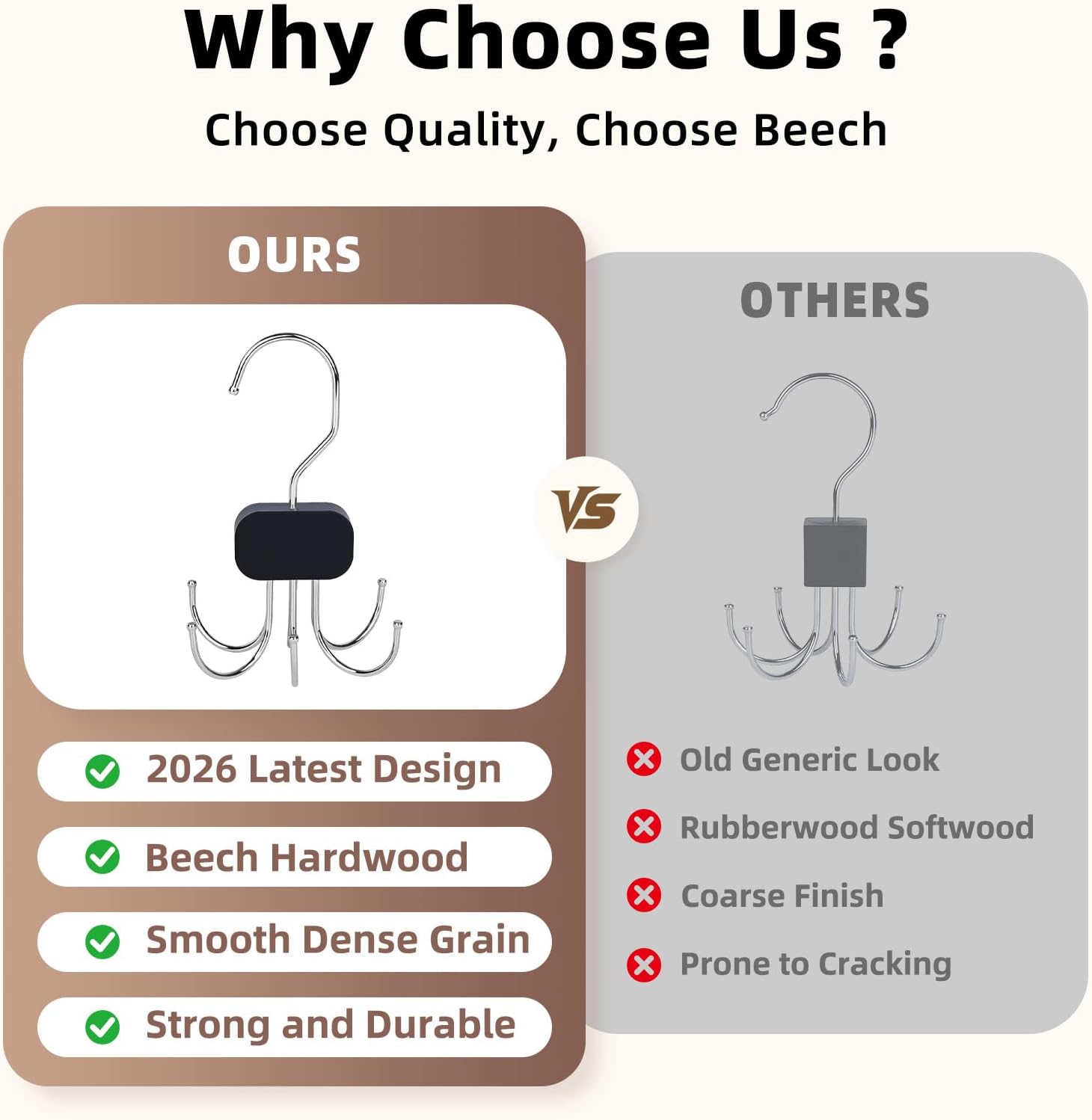 3 Pack Tank Top Hangers, 2026 Upgraded Bra Hanger for Closet Organizer & Storage, 360° Rotating & Foldable Design, Wooden Space-Saving Hanger for Tank Tops, Bras and More (Black) Hook Hanging