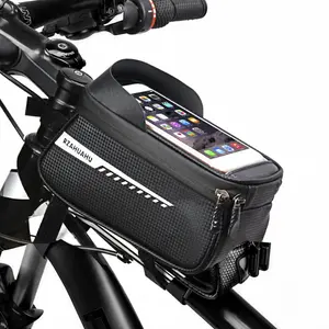 Bike Bag & Phone Mount Bag, Bicycle Accessories Pouch, EVA Waterproof Bike Phone Holder & Top Tube Front Frame Bag, Handlebar Bags Compatible with Phones Under 6.8”