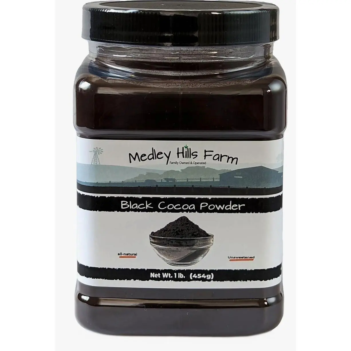 Black cocoa powder by Medley hills farm 1 Lb. in Reusable Container - Great Black cocoa powder for baking - Dutch Processed - Unsweetened