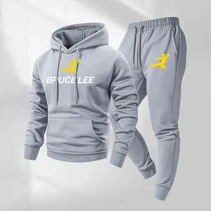 Men's vintage print hooded sweatshirt and drawstring sweatpants set, men's clothing, casual long-sleeved hooded jacket and pants, suitable for autumn and winter wear, men's everyday wear, indoor and outdoor sportswear, tracksuit.
