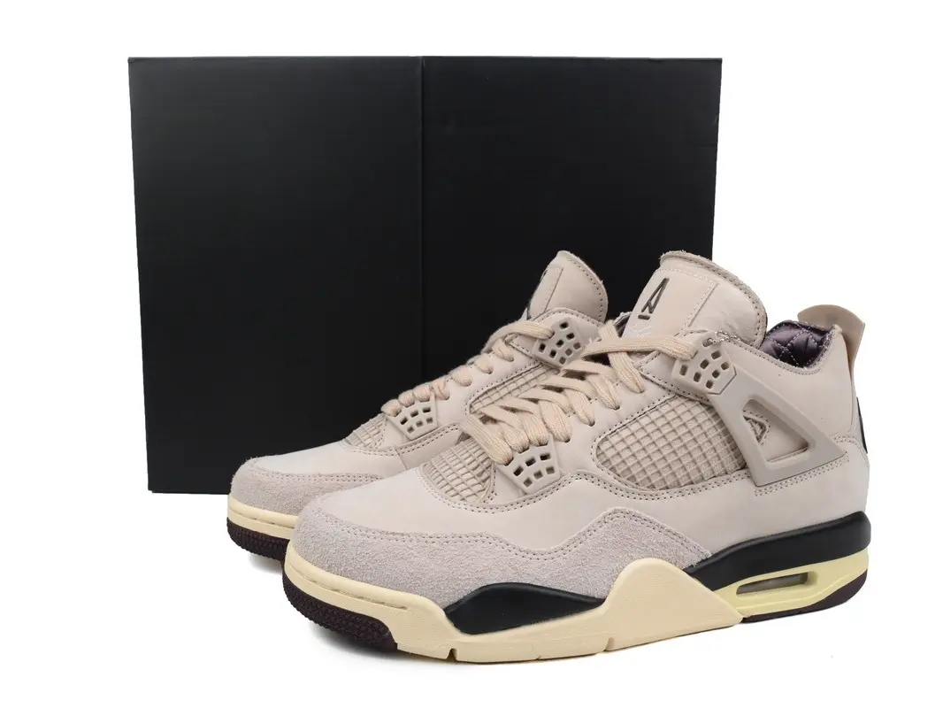 Light Apricot Suede & Mesh Spliced Mid‑Top Basketball Shoes, Air Cushion Shock‑Absorbing Retro‑Vibe Unisex Daily Versatile Casual Sneakers