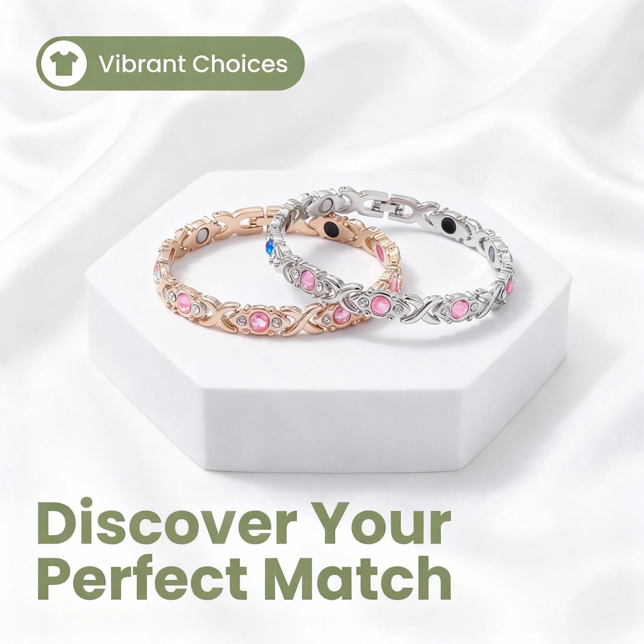 Energy Magnet Bracelet for Women, Magnetic Eco-Friendly Alloy Bracelet with Sparkling Rhinestones, Adjustable Fashion Metal Wristband, Modern Trendy Jewelry, Ideal Valentine's Day Christmas Gift for Her