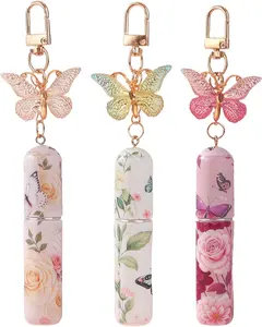 3pcs 5ml Refillable Perfume Atomizer Spray Bottle with Butterfly Pendant Keychain Portable for Travel Purse Daily Use Elegant Design