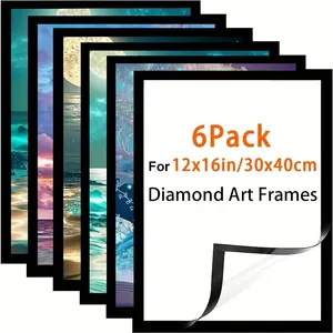 Diamond Magnetic Art Frames - 6pcs Self-Adhesive Lightweight PVC Picture Display for Wall & Window - 12x16" - Perfect for Christmas Decor Photo