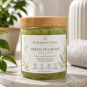 Halemoni Glow Green Tea Reset Body Scrub Glass Skin Exfoliating Scrub | Hydrating + Smoothing | Korean-Inspired Self-Care Peel Off