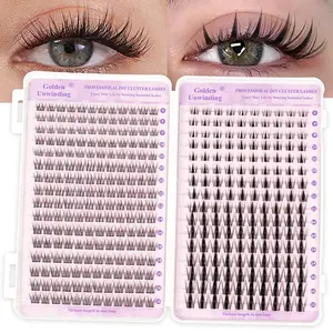 False eyelash extension set-Diy individual lashes, thick, light anime eyelashes, 8-16mm mixed length, soft and comfortable, suitable for novice homemade household extension, daily stage makeup, reusable, Diy Eyelash Extensions