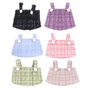 Fashion Plaid Halter Straight Tube Dress Set for 17cm Labubu Dolls, Soft Design, Perfect Christmas Halloween Easter Gift, 6 Colors Available, Doll Clothing Set