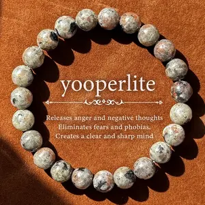 Natural Yooperlite UV Glowing 8mm Beads Crystal Beaded Bracelet Healing Reiki Chakra Lucky Bracelet For Women Men