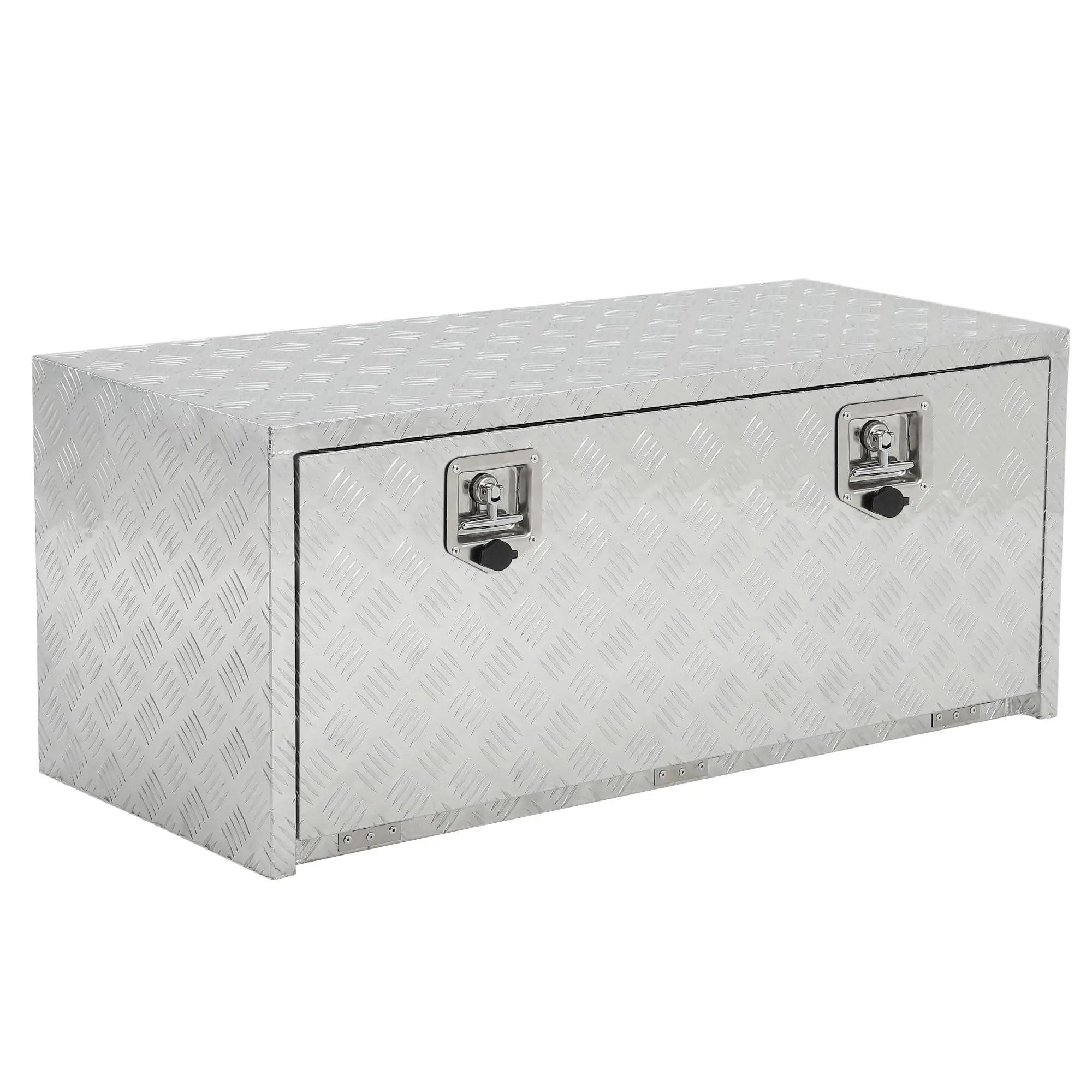 Garvee Heavy Duty Aluminum Diamond Plate Tool Box Chest Box Pick Up Truck Bed RV Trailer Toolbox Storage Lockable Organizer with Lock Keys