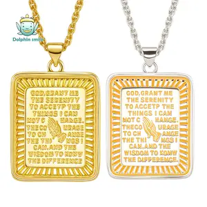 14K Gold Bible Necklace with Serenity Prayer Engraving for Men and Women