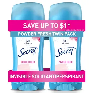 Secret Powder Fresh Invisible Solid Antiperspirant Deodorant Twin Pack 5.20 oz pH Balanced