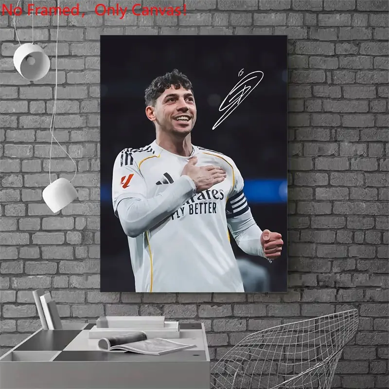1 piece/set frameless canvas painting print poster, Graphic Prints, Classic Football player art, Federico Valverde celebrates goal, a gift for football loves, ideal for bedroom, living room, aesthetic wall decor, room decor