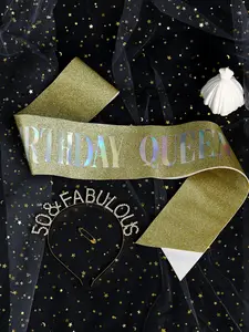 Women's Birthday Hairband and Sash, Queen Party Accessory, Decorative Jewelry for Women and Girls, All Seasons Style