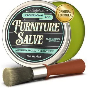 Furniture Salve for Leather Polisher Moisturizer and Restorer for Couches and Furniture Conditioner for Leather Wood and Vinyl Repair Salve with Brush 4oz