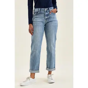 Judy Blue Mid Rise Cuffed Boyfriend Denim Jeans 82753