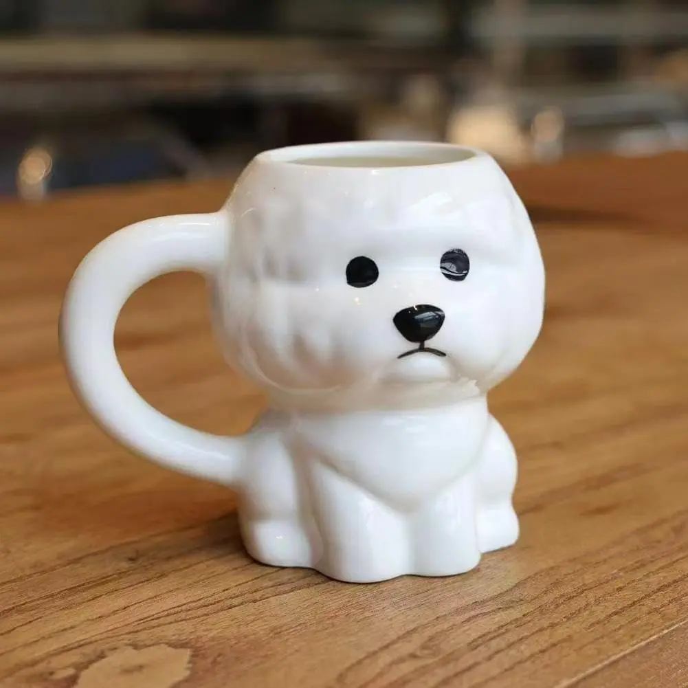 Cute Dog Ceramic Mug, Girls Couple Rice Bowl Gift, Adorable Animal Dinnerware Cup, Unique Pomeranian Coffee Cup, Kids & Dog Lovers' Gift