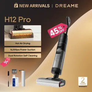 DREAME H12 PRO Series I Wet Dry Vacuum Cleaner, Smart Floor Cleaner Cordless Vacuum and Mop for Hard Floors, One-Step Edge to Edge Cleaning with Hot Air Drying Black