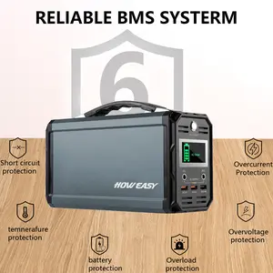Howeasy Aluminum Alloy 300W Portable Power Station, 222Wh Lithium Battery, AC Socket/QC3.0/DC, for Phones, Laptops, Cameras, Headsets & More
