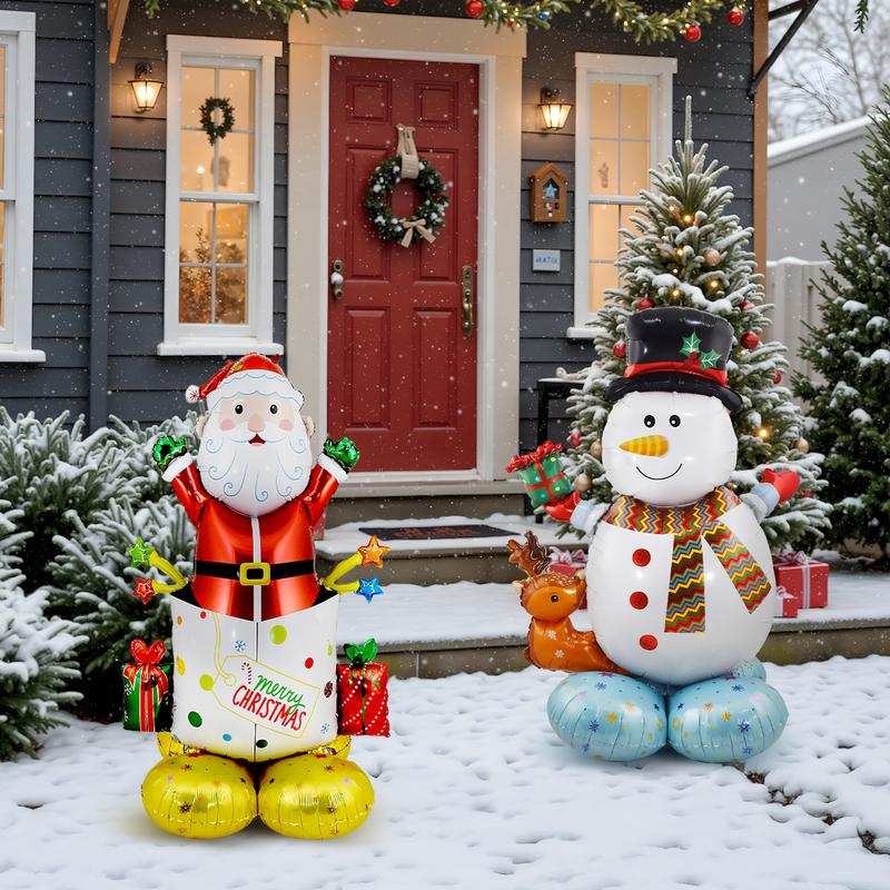 YoungSa 6PCS Inflatable Christmas Balloons,Large Size 3D Standing Foil Balloon Set,Santa Claus,Christmas Tree,Xmas Socks,Xmas House,Snowman,Bell Gift Box,Indoor and Outdoor christmas decorations,for Xmas New Year Decorations,Xmas Party Supplies Photo Prop