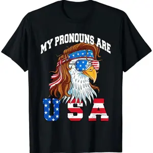 Women's Unisex Cotton Flag T-Shirt - 4th of July American Eagle Themed, Casual Short-Sleeve, Comfortable Fabric, All-Color Options, Versatile Tops