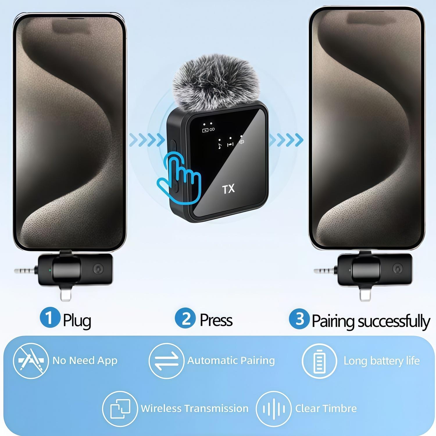 3-in-1 Multifunction Wireless Lavalier Microphone Intelligent Noise Cancellation Windproof Ball USB-C Rechargeable Supports 2.4G/3G/4G for Recording Live Streaming Singing 3-in-1 Multifunction Wireless Lavalier Microphone Intelligent Noise Cancellation Windproof Ball USB-C Rechargeable Supports 2.4G/3G/4G for Recording Live Streaming Singing